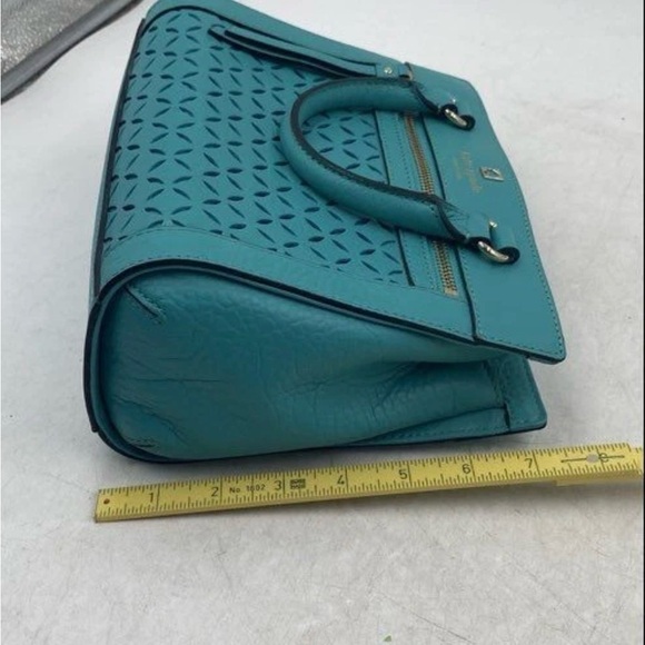 Kate Spade Turquoise Satchel with Geometric Cutouts nwot - Picture 7 of 8